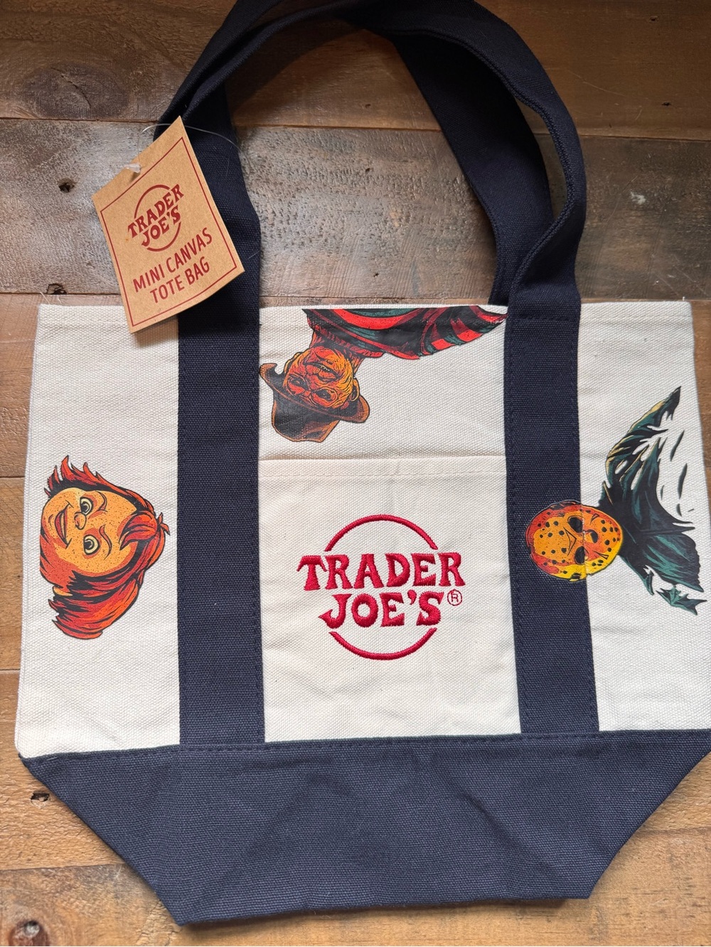 Mini TJ’s navy blue Halloween themed tote